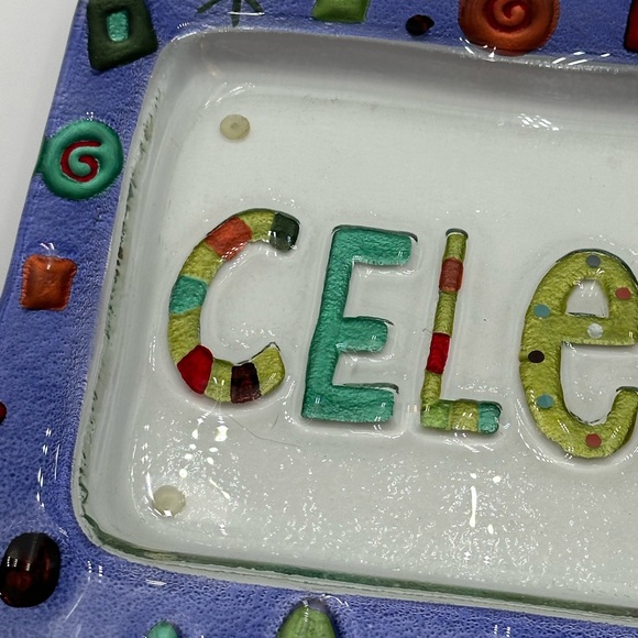 Silvestri Celebrate Platter Serving Dish by Lori Seibert Fused Glass - Picture 9 of 16